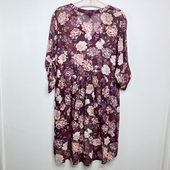 Torrid Sheer Floral Chiffob Hi-Lo Tunic Top Plus Size 1 Baby Doll Blouse 1X - Picture 5 of 5